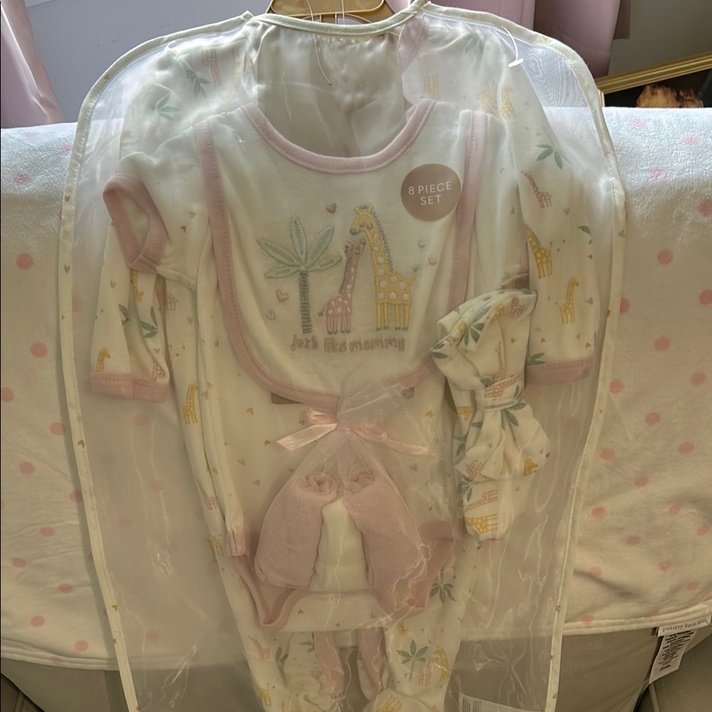 Chick Pea Pink and Cream 8-Piece Baby Set